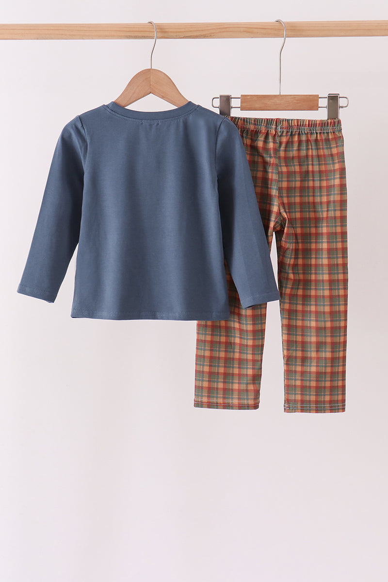 Blue Nativity Embroidery Pants Set - Aaria Tees Aaria Tees