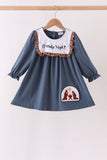 Blue Nativity Embroidery Ruffle Dress - Aaria Tees Aaria Tees