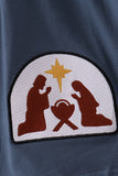 Blue Nativity Embroidery Ruffle Dress - Aaria Tees Aaria Tees