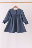 Blue Nativity Embroidery Ruffle Dress - Aaria Tees Aaria Tees