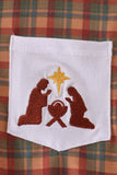 Brown Nativity Embroidery Button Down Shirt - Aaria Tees Aaria Tees