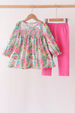 Pink Santa Smocked Pants Set - Aaria Tees Aaria Tees