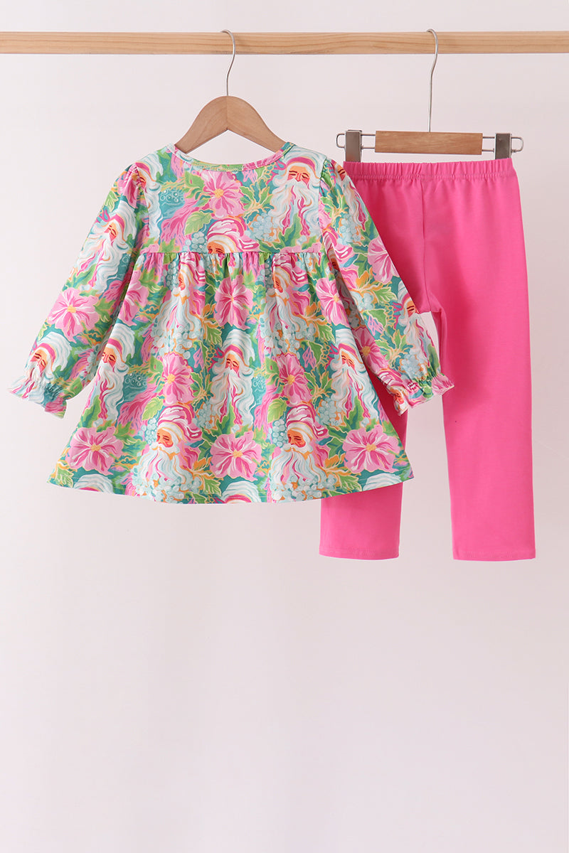 Pink Santa Smocked Pants Set - Aaria Tees Aaria Tees
