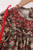 Red Floral Smocked Pants Set - Aaria Tees Aaria Tees