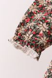 Red Floral Smocked Pants Set - Aaria Tees Aaria Tees