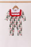 Red Bow Embroidery Velvet Ruffle Romper - Aaria Tees Aaria Tees