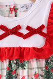 Red Bow Embroidery Velvet Ruffle Romper - Aaria Tees Aaria Tees
