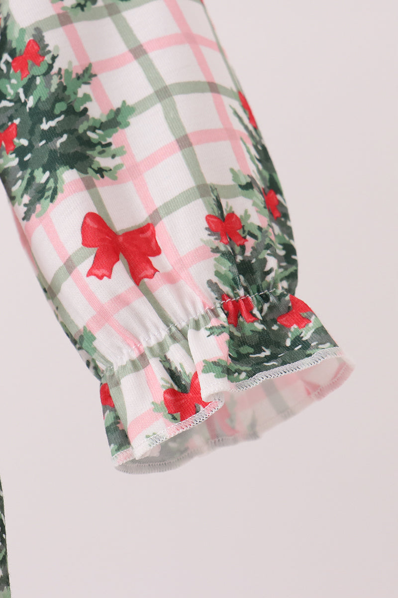 Red Bow Embroidery Velvet Ruffle Romper - Aaria Tees Aaria Tees