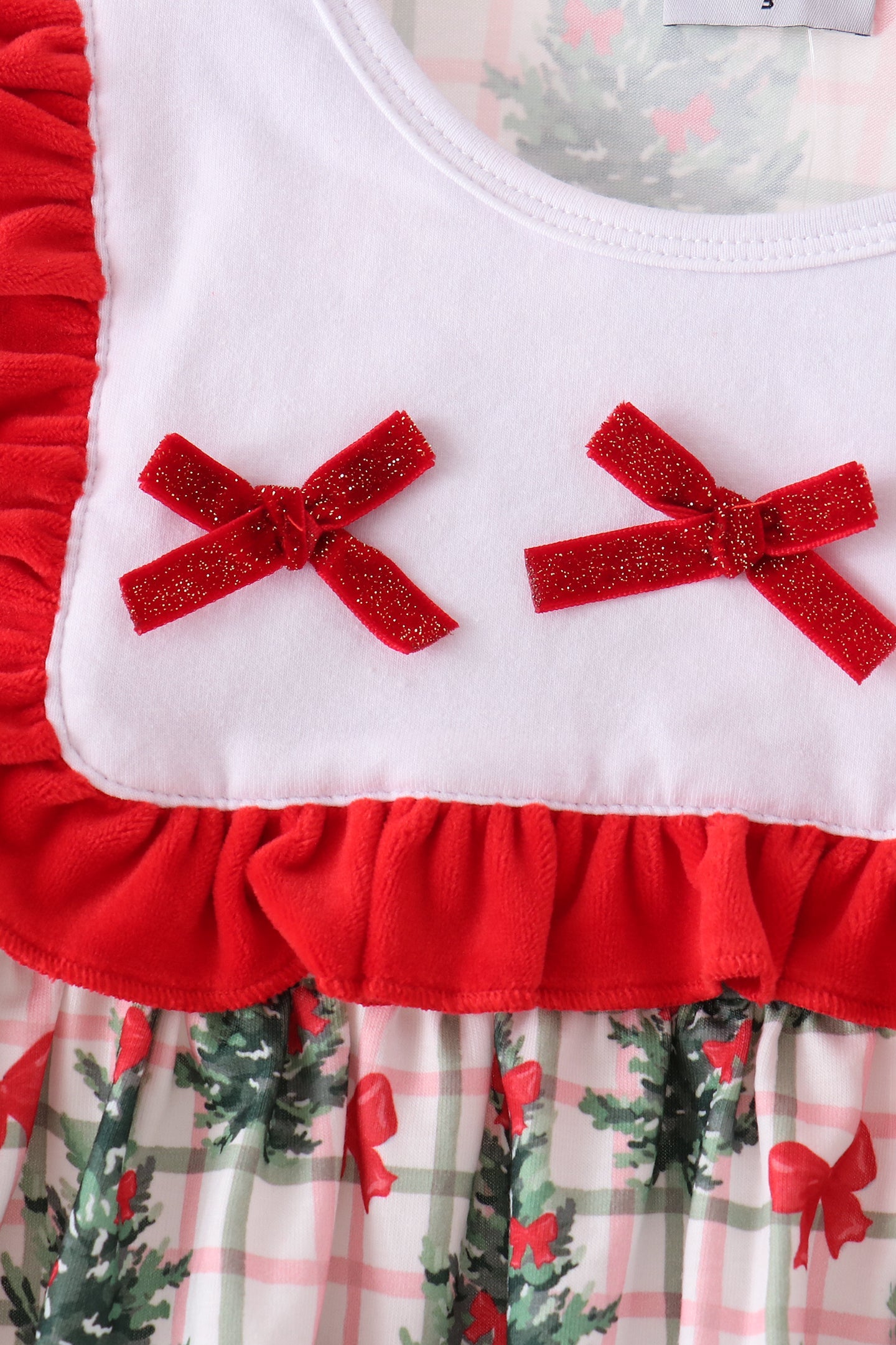 Red Bow Embroidery Velvet Ruffle Pants Set - Aaria Tees Aaria Tees