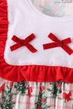 Red Bow Embroidery Velvet Ruffle Pants Set - Aaria Tees Aaria Tees