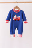 Blue Fire Truck Applique Romper - Aaria Tees Aaria Tees