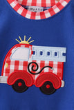 Blue Fire Truck Applique Romper - Aaria Tees Aaria Tees