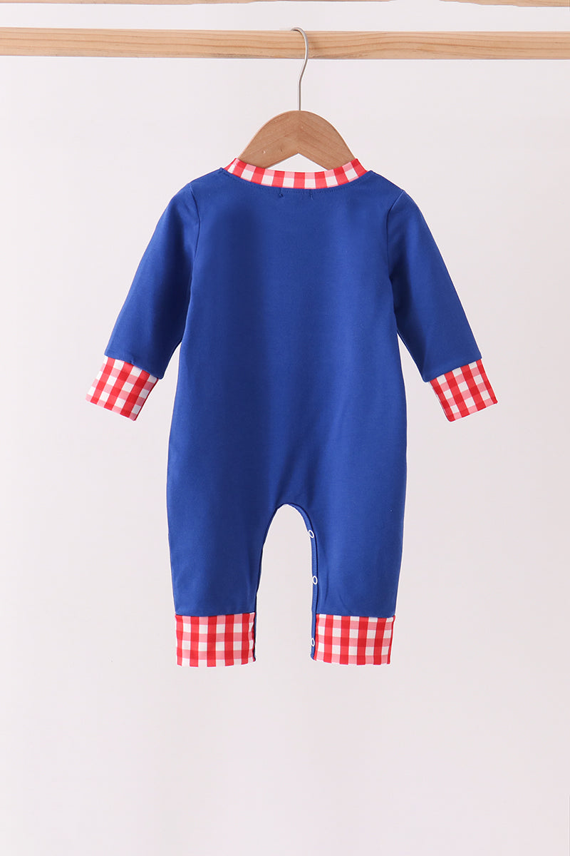 Blue Fire Truck Applique Romper - Aaria Tees Aaria Tees