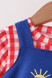 Blue Fire Truck Applique Gingham 2pc Set - Aaria Tees Aaria Tees