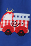 Blue Fire Truck Applique Gingham Pants Set - Aaria Tees Aaria Tees