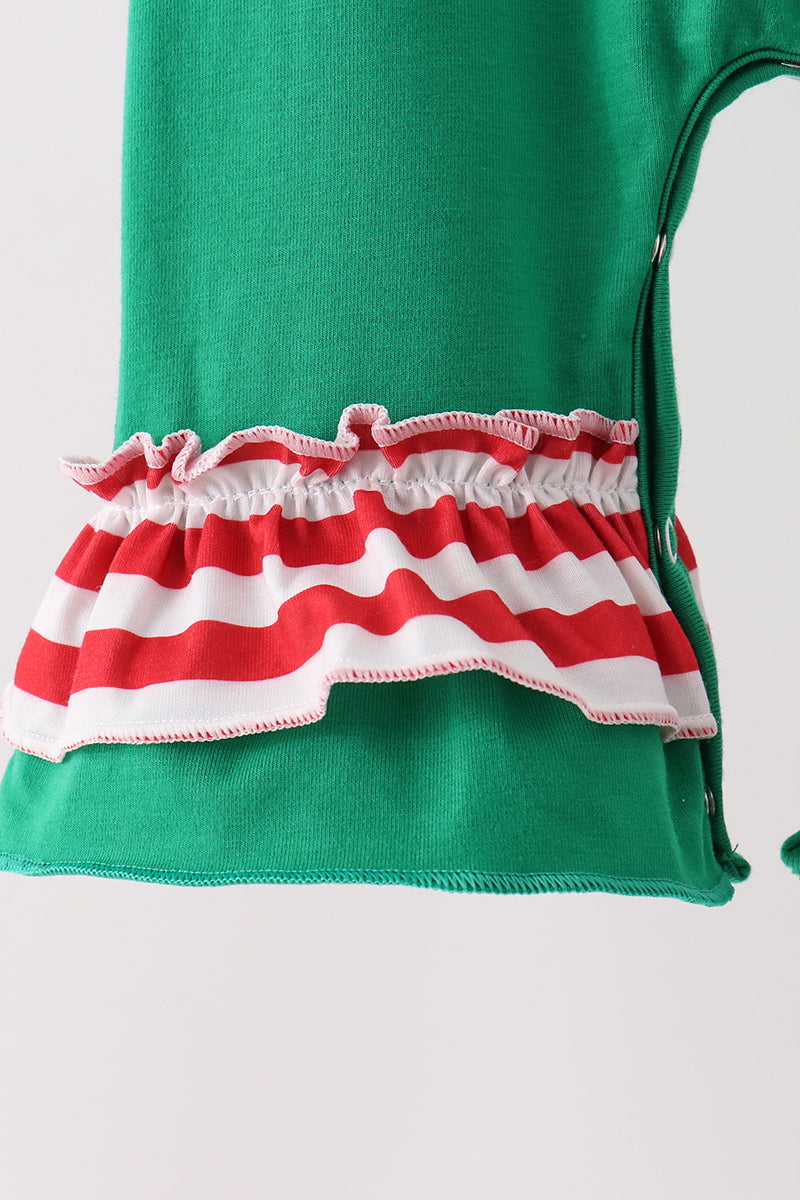Green Reindeer French Knot Ruffle Romper - Aaria Tees Aaria Tees