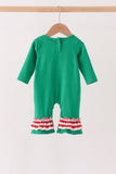 Green Reindeer French Knot Ruffle Romper - Aaria Tees Aaria Tees