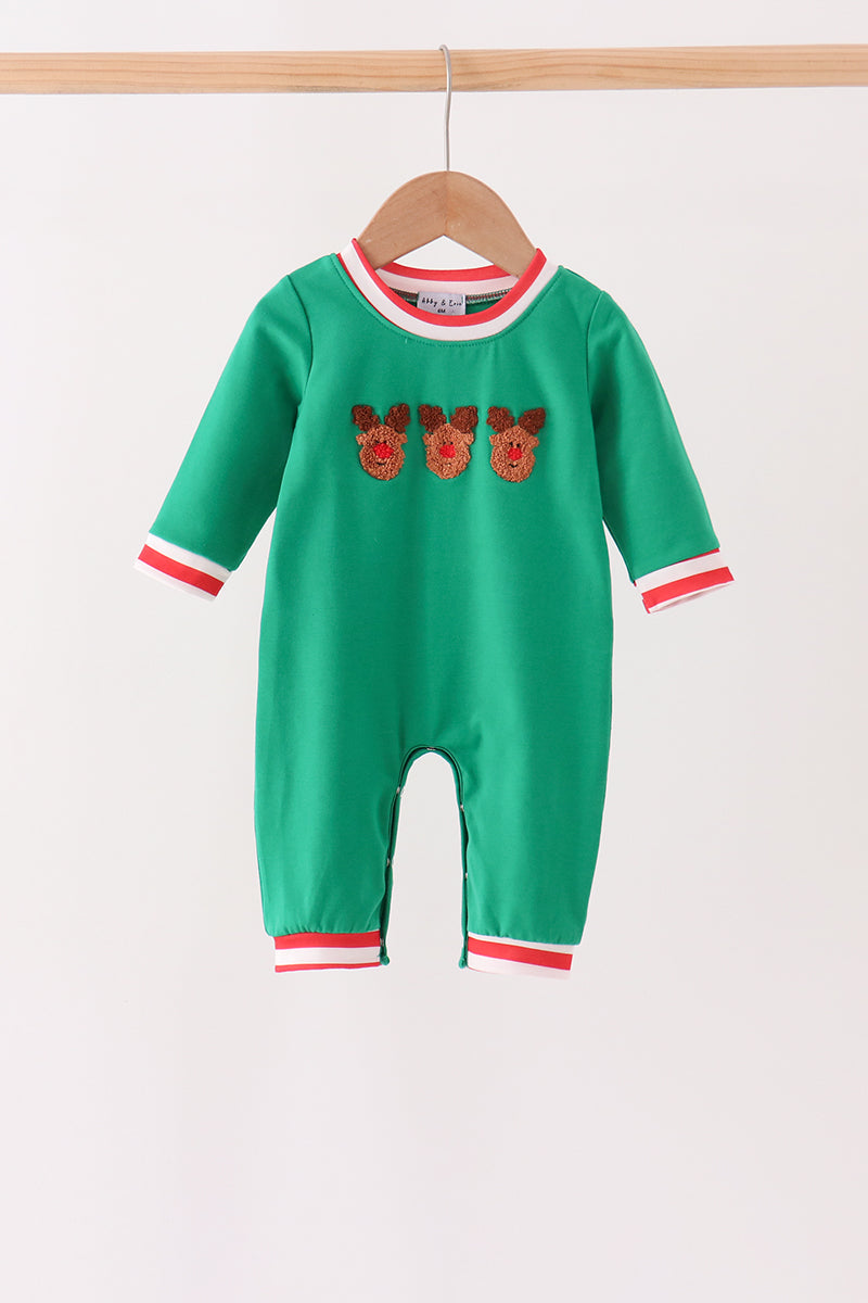Green Reindeer French Knot Romper - Aaria Tees Aaria Tees
