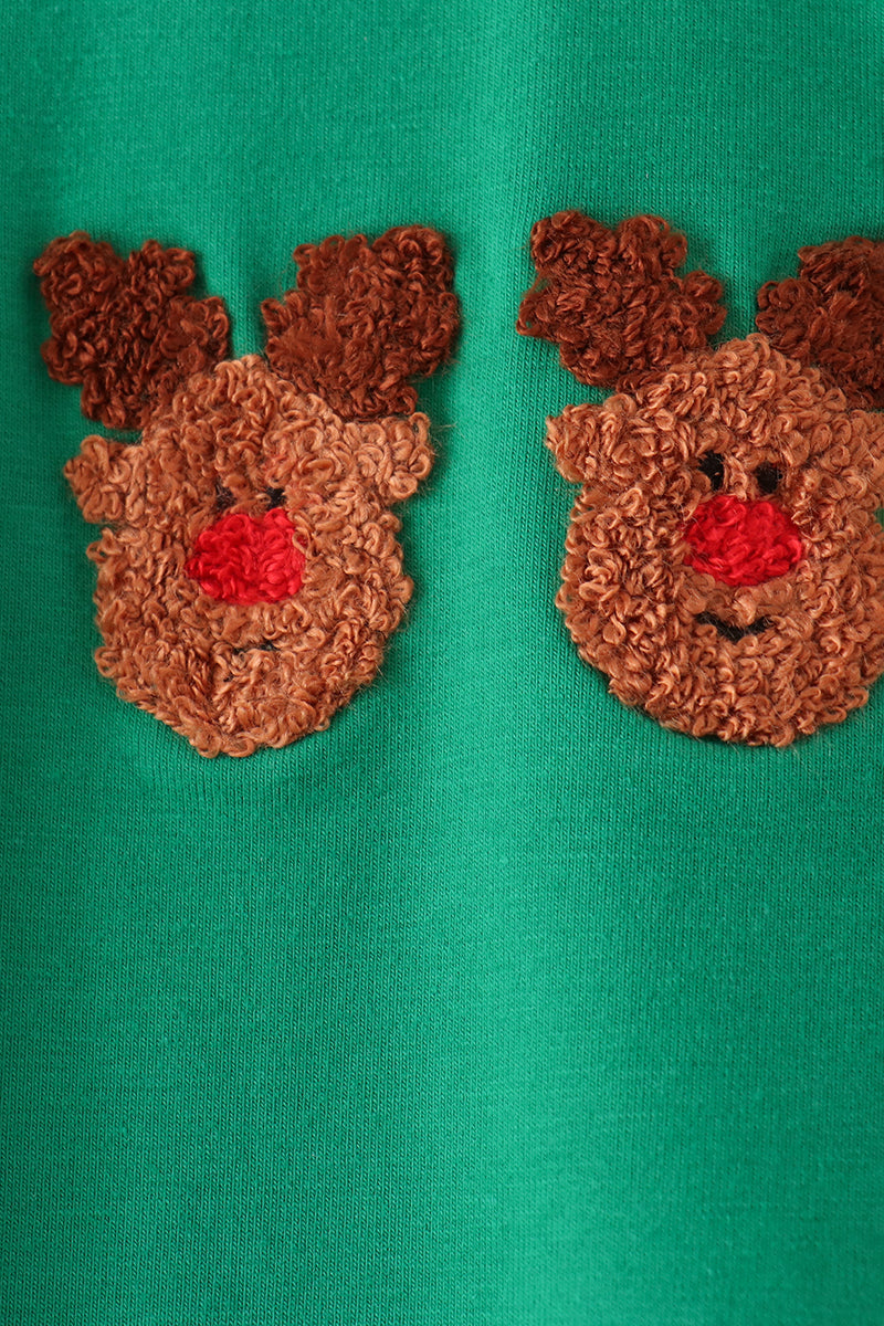 Green Reindeer French Knot Romper - Aaria Tees Aaria Tees