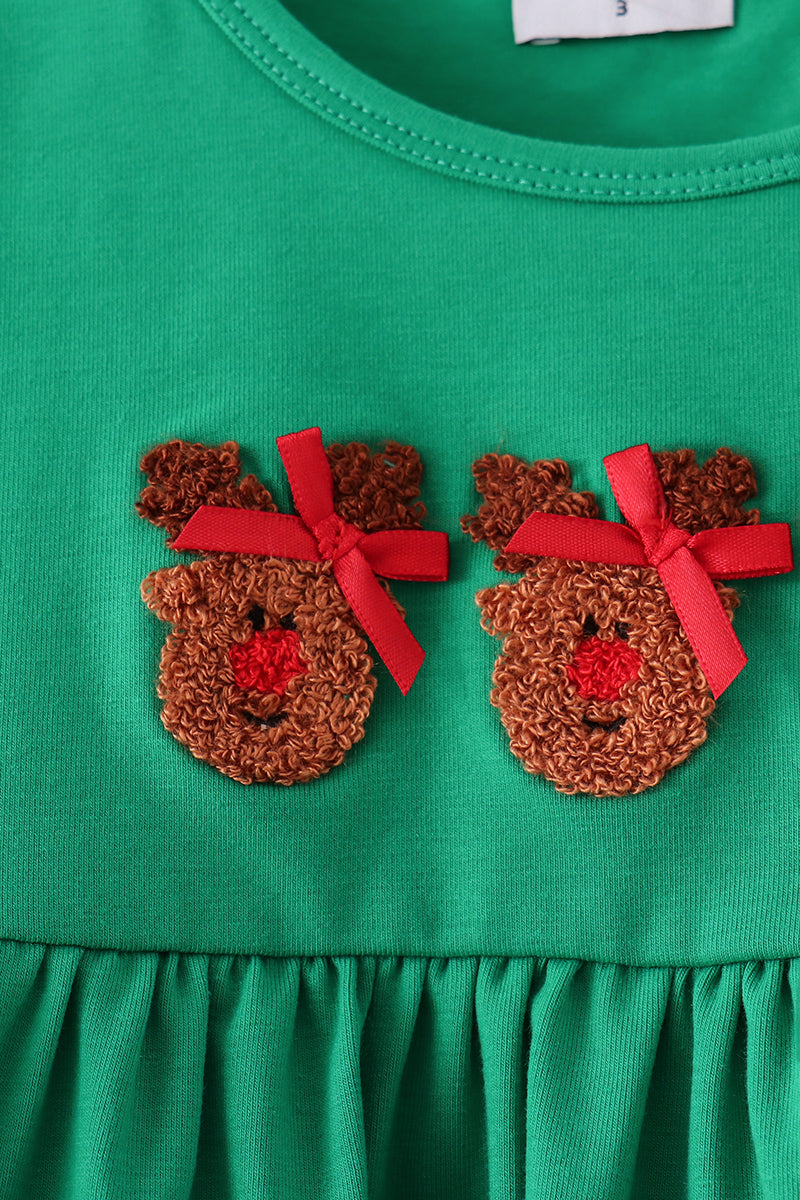 Green Reindeer French Knot Ruffle Pants Set - Aaria Tees Aaria Tees