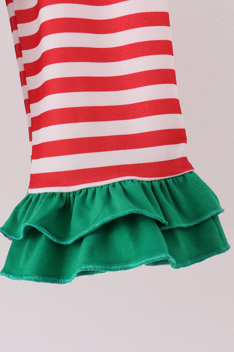 Green Reindeer French Knot Ruffle Pants Set - Aaria Tees Aaria Tees