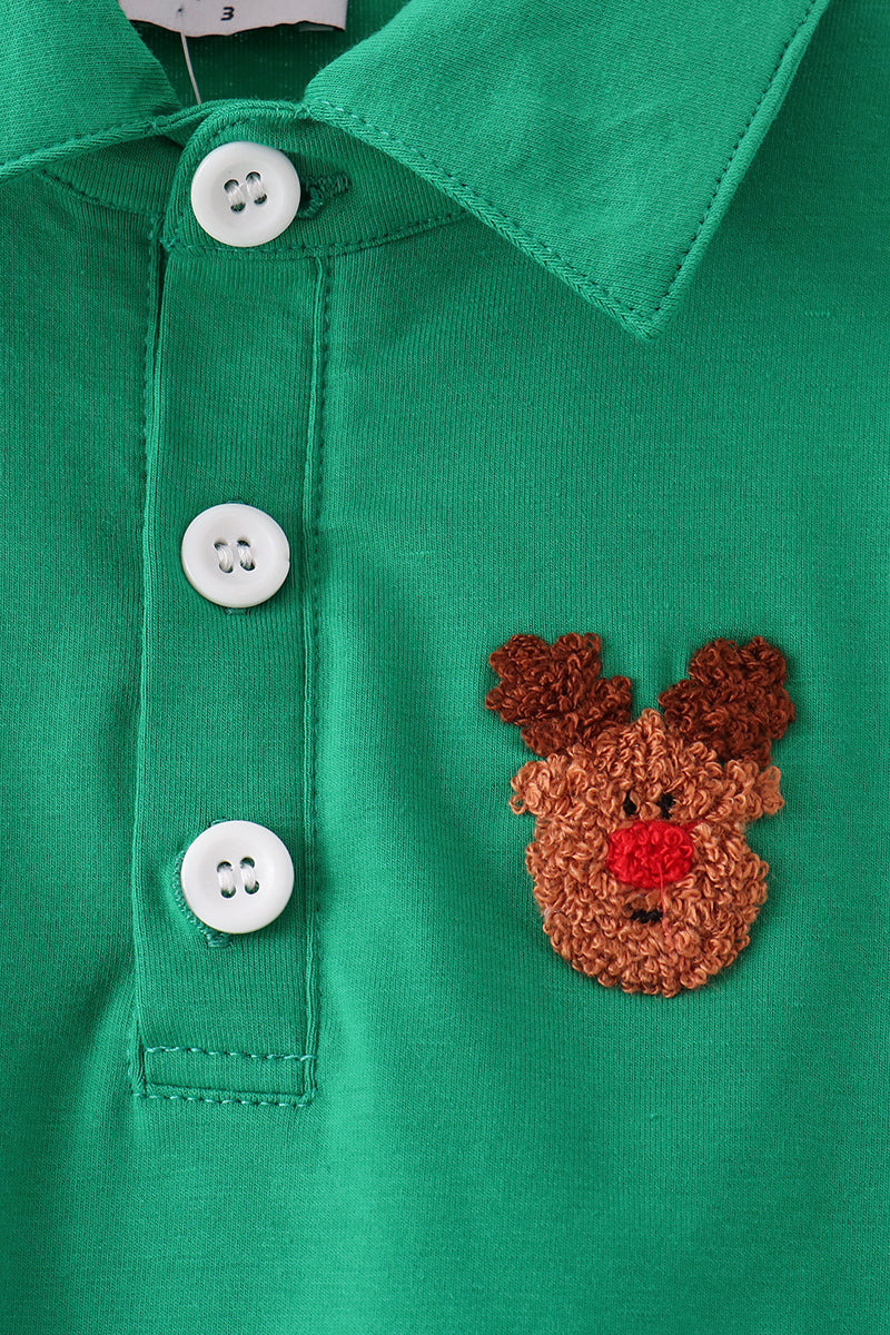 Green Reindeer French Knot Top - Aaria Tees Aaria Tees