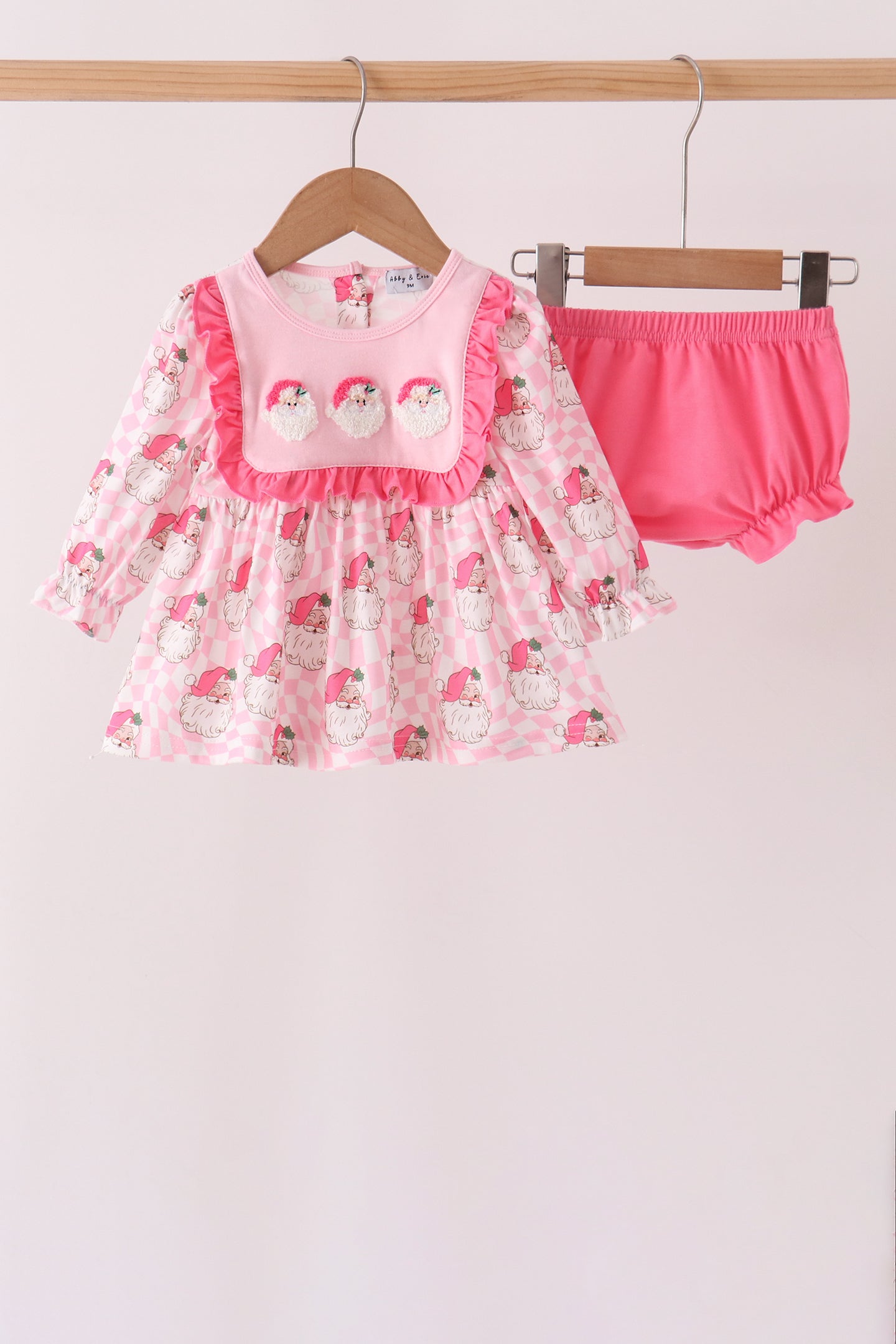 Pink Santa French Knot Ruffle Bloomer Set - Aaria Tees Aaria Tees