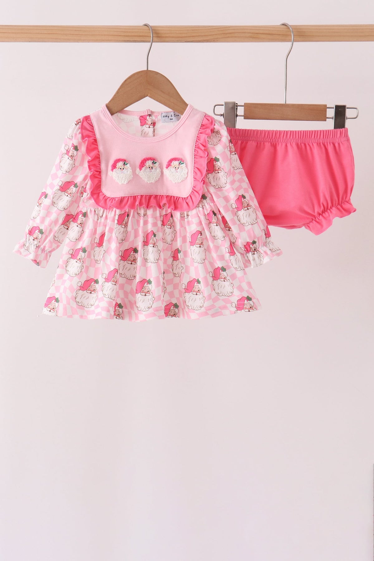 Pink Santa French Knot Ruffle Bloomer Set - Aaria Tees