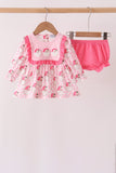 Pink Santa French Knot Ruffle Bloomer Set - Aaria Tees Aaria Tees