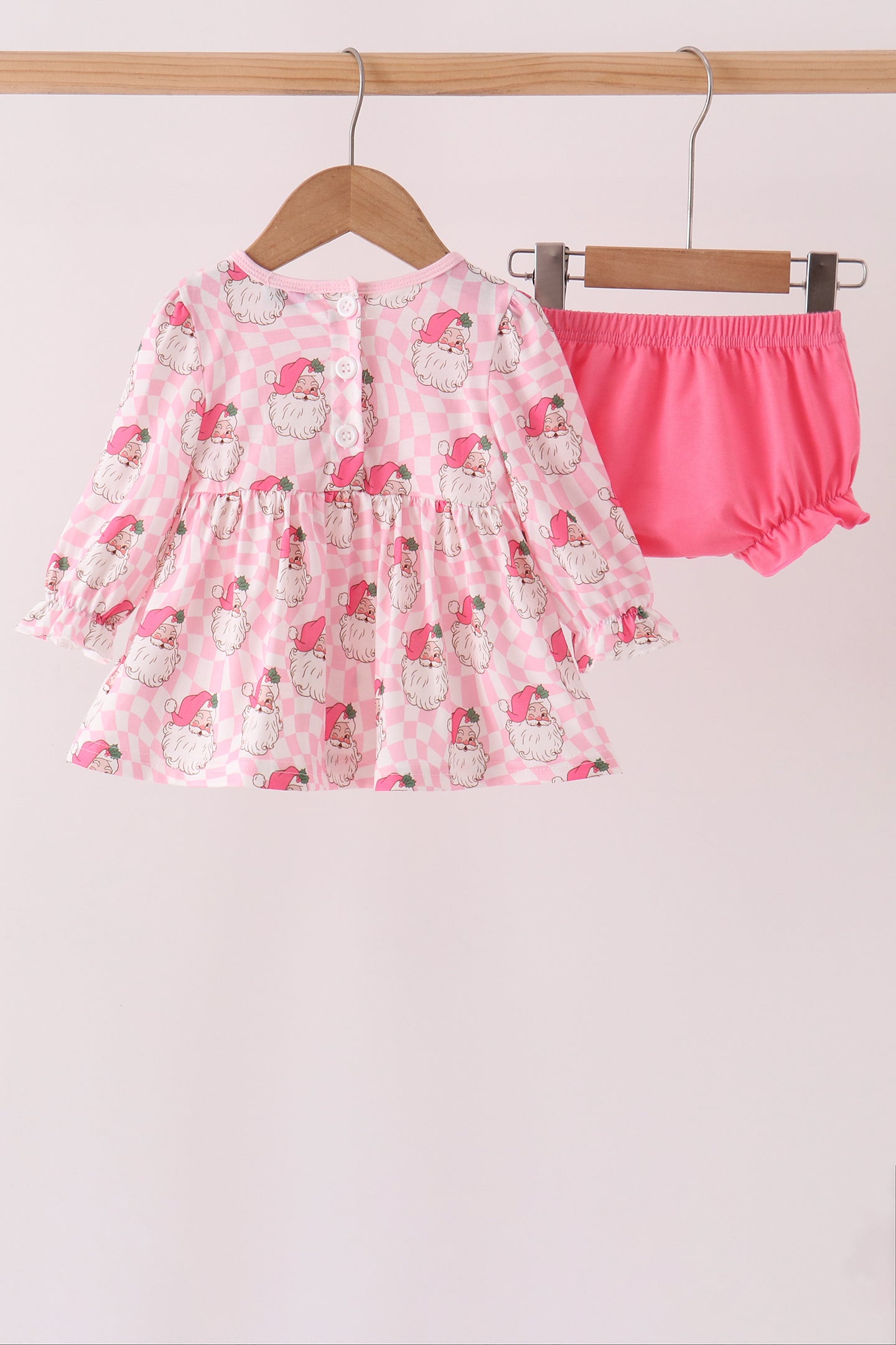 Pink Santa French Knot Ruffle Bloomer Set - Aaria Tees Aaria Tees