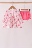 Pink Santa French Knot Ruffle Bloomer Set - Aaria Tees Aaria Tees