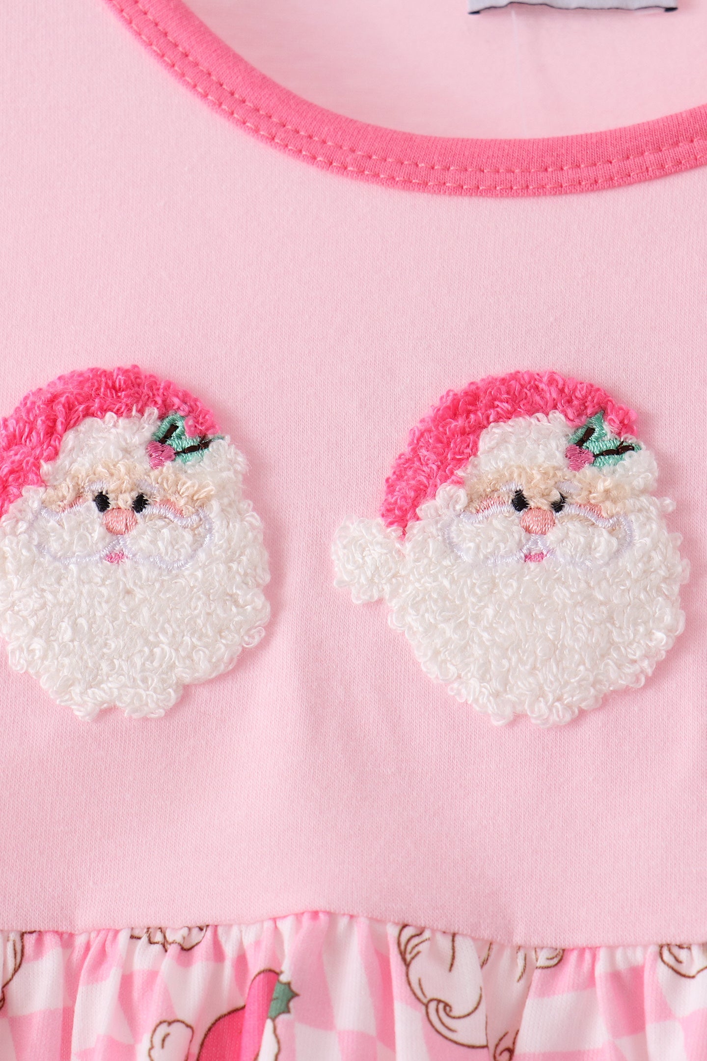Pink Santa French Knot Bow Pants Set - Aaria Tees Aaria Tees