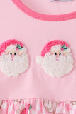 Pink Santa French Knot Bow Pants Set - Aaria Tees Aaria Tees
