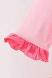 Pink Santa French Knot Bow Pants Set - Aaria Tees Aaria Tees