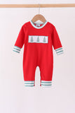 Red Christmas Tree Embroidery Romper - Aaria Tees Aaria Tees