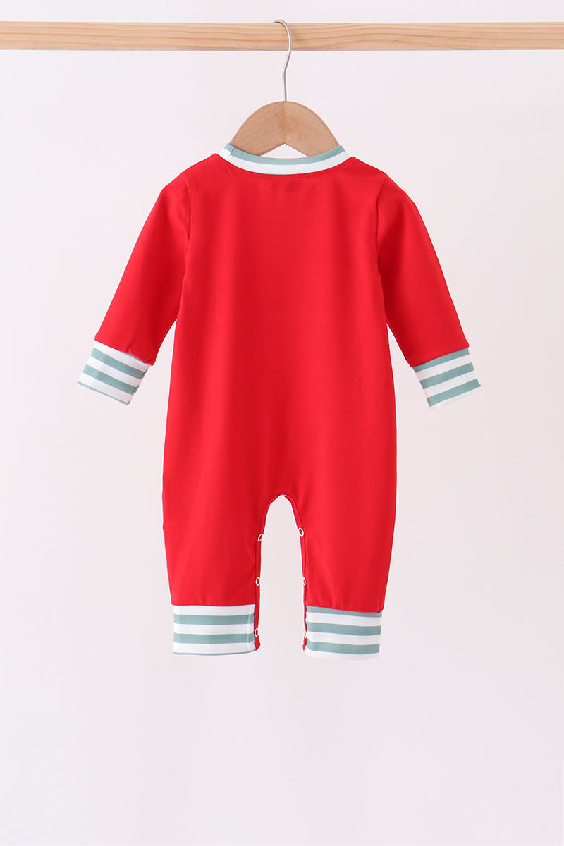 Red Christmas Tree Embroidery Romper - Aaria Tees Aaria Tees