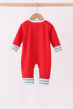 Red Christmas Tree Embroidery Romper - Aaria Tees Aaria Tees