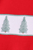Red Christmas Tree Embroidery Stripe Pants Set - Aaria Tees Aaria Tees