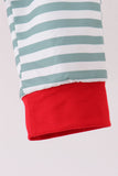 Red Christmas Tree Embroidery Stripe Pants Set - Aaria Tees Aaria Tees