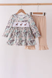 Hunting Deer Embroidery Ruffle Pants Set - Aaria Tees Aaria Tees