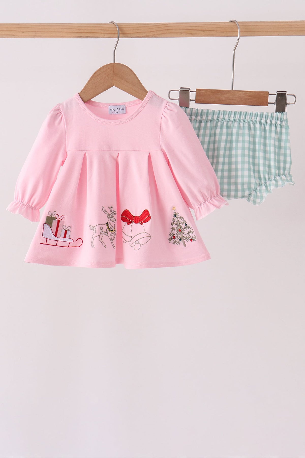 Pink Christmas Embroidery Bloomer Set - Aaria Tees
