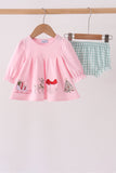 Pink Christmas Embroidery Bloomer Set - Aaria Tees Aaria Tees