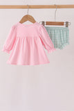 Pink Christmas Embroidery Bloomer Set - Aaria Tees Aaria Tees