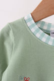 Sage Christmas Embroidery Romper - Aaria Tees Aaria Tees