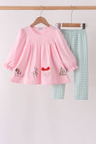 Pink Christmas Embroidery Pants Set - Aaria Tees Aaria Tees