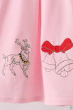 Pink Christmas Embroidery Pants Set - Aaria Tees Aaria Tees