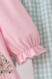 Pink Christmas Embroidery Pants Set - Aaria Tees Aaria Tees