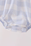 Blue Puppy Embroidery Gingham Bubble - Aaria Tees Aaria Tees