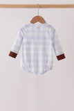 Blue Puppy Embroidery Gingham Bubble - Aaria Tees Aaria Tees