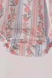 Pink Floral Puppy Embroidery Bow Bubble - Aaria Tees Aaria Tees